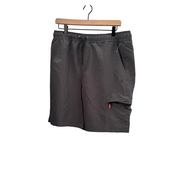 Tony Hawk Tech Cargo Shorts Gray Stretch 9” Zipper Pocket Men’s Size Large - Picture 2 of 7
